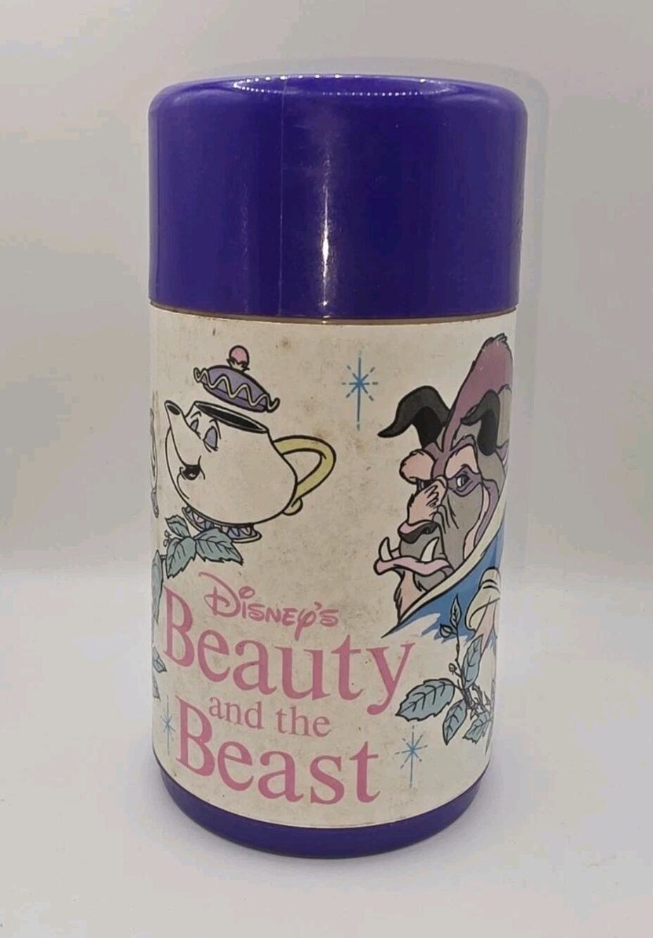 VTG Disney Beauty And the Beast Thermos by Aladdin Complete w/Cup & Lid 90s D11